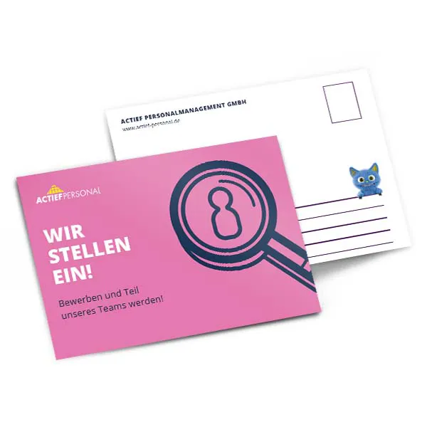 Motiv 8 Postkarte ACTIEF Wir stellen ein